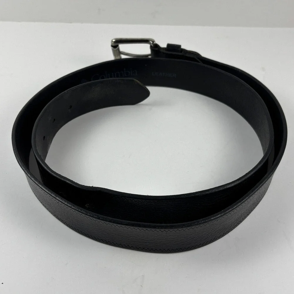 Columbia Leather Belt Mens XL 42-44 Black Stitched Casual Utility - Picture 4 of 5